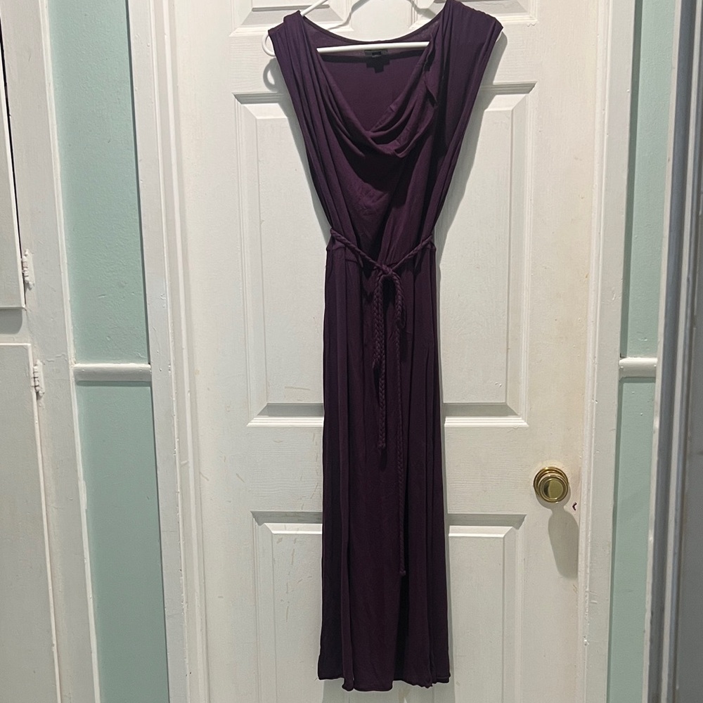 Draped Cowl Neck Maxi Dress in Plum